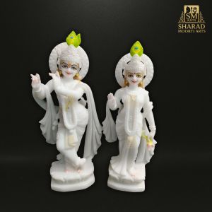 Elegant White Marble Radha Krishna Moorti