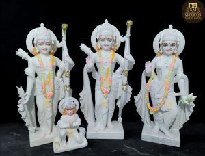 Pure White Marble RAM Darbar Moorti Set