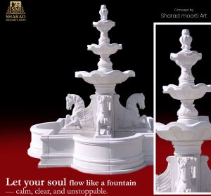 White Marble Horse Style Outdoor Fountain