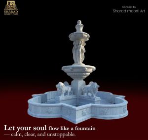 White Marble Lion Head Wall Fountain