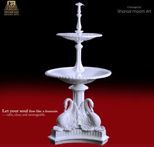 White Marble Swan Design Garden Fountain