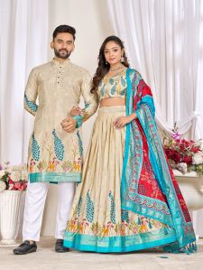RST-056 Couple Mens Kurta &AMP; Female Lehenga Matching Combo For Festival Season