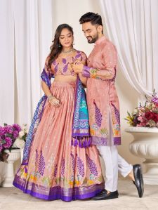 RST-056 Couple Mens Kurta &AMP; Female Lehenga Matching Combo For Festival Season