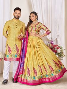 RST-056 Couple Mens Kurta &AMP; Female Lehenga Matching Combo For Festival Season