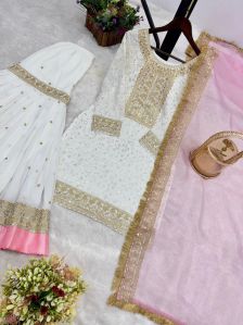 Rst -050 3 Piece Fancy Kurti with Beautiful Fancy Sharara Set