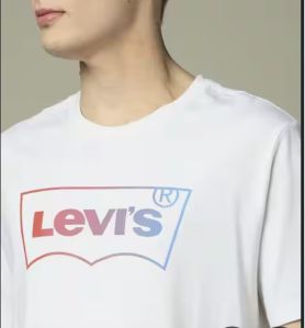 Cotton Half Sleeve White Printed T Shirts