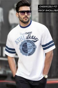 White Printed Oversize Drop Sholder T Shirts