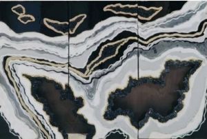 Handmade Black Geode Triptych Wall Art