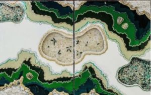 Handmade Large Green Geode Wall Art