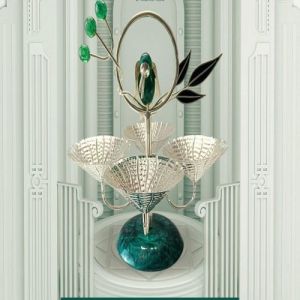 Elegant Multi Tiered Serving Stand with Bird & Stone Motif