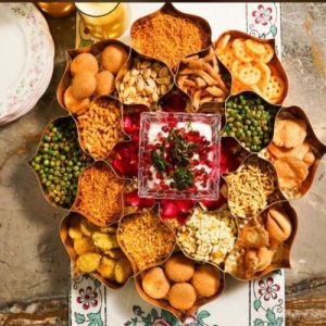 Multi Section Floral Design Dry Fruit & Snack Serving Tray