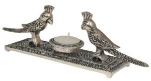 Silver Plated Parrot Design Tea Light Holder