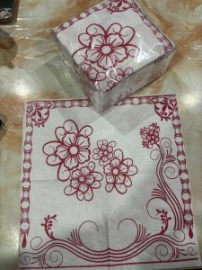 Red White Printed Tissue Paper Napkins