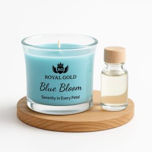 Royal Gold Blue Bloom Soy Wax Scented Jar Candle