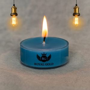 Royal Gold Blue Round Soy Wax Tea Light Candle