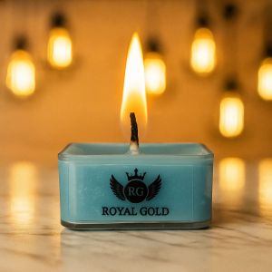Royal Gold Blue Square Soy Wax Tea Light Candle