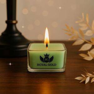Royal Gold Green Square Soy Wax Tea Light Candle