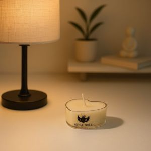 Royal Gold Ivory Heart Soy Wax Tea Light Candle