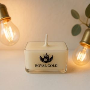 Royal Gold Ivory Square Soy Wax Tea Light Candle
