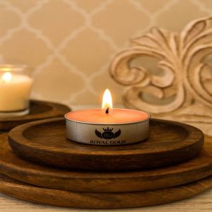 Royal Gold Light Red Round Aluminium Tin Tea Light Candle
