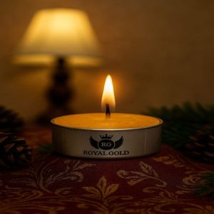 Royal Gold Orange Round Aluminium Tin Tea Light Candle