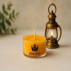 Royal Gold Orange Round Soy Wax Tea Light Candle