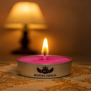 Royal Gold Pink Round Aluminium Tin Tea Light Candle