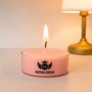 Royal Gold Pink Round Soy Wax Tea Light Candle