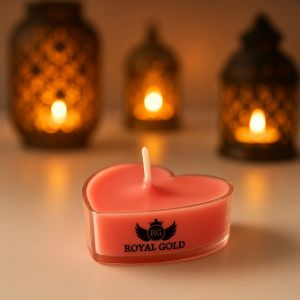 Royal Gold Red Heart Soy Wax Tea Light Candle