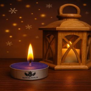 Royal Gold Voilet Round Aluminium Tin Tea Light Candle