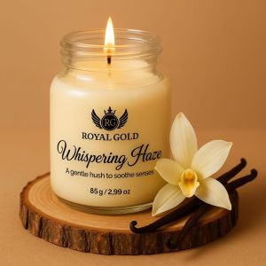 Royal Gold Whispering Haze Soy Wax Glass Jar Scented Candles