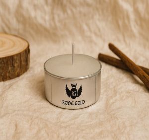 Royal Gold White Round Aluminium Tin Tea Light Candle