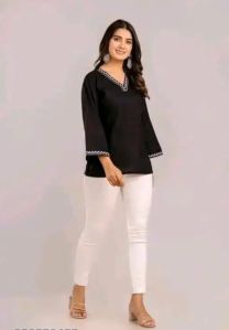 Rayon/viscose Casual Wear Women\'s Short Tops