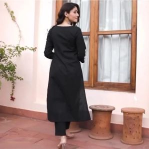 Regular Ladies Cotton Black Kurti Palazzo Set