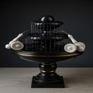 Black & Gold Ball Garden Fountain.