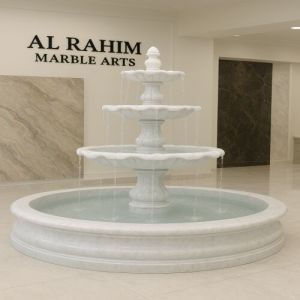 Classic Tiered White Marble Outdoor Fountain