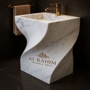 Twisted White Marble Sculptural Pedestal