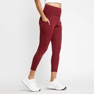 Riyu Women\'S Polyester Maroon Casual High Rise Waistband Highwaisted Legging