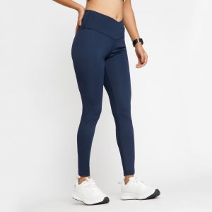 Riyu Women\'S Polyester Blue High Rise Waistband Crossfit Leggings