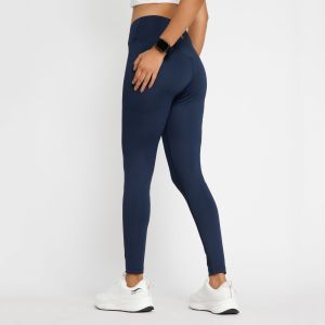 Riyu Women\'S Polyester Blue High Rise Waistband Crossfit Leggings