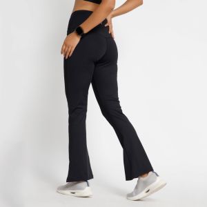 Riyu Womens Polyester Black Fashionable High Rise Waistband Flare Pant