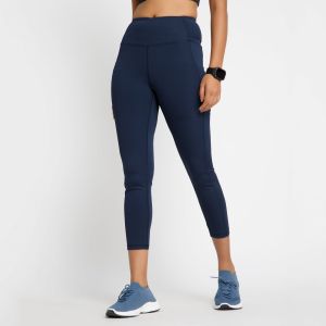 Riyu Women\'S Polyester Blue Casual High Rise Waistband Highwaisted Legging