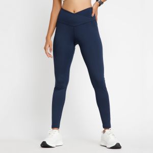 Riyu Women\'S Polyester Blue High Rise Waistband Crossfit Leggings