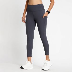 Riyu Women\'S Polyester Grey Casual High Rise Waistband Highwaisted Legging