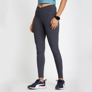 Riyu Women\'S Polyester Grey High Rise Waistband Crossfit Leggings