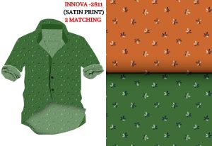 60s Printed Satin Shirting Fabric