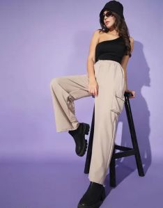 Ladies Sand Color Cargo Pant