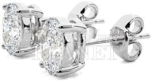 10K White Gold Round Diamond Stud Earrings