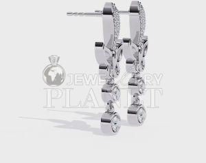 10k White Gold Butterfly Shape Diamond Drop Earrings