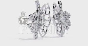 10k White Gold Butterfly Shape Diamond Stud Earrings